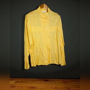 1970s Vintage Jack Winter Sz 16 Double Button Yellow Blouse